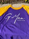 G Man Long Sleeve Shirt - Purple and Gold