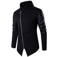 Mens Zippered Sweatshirt with Leather Patchwork